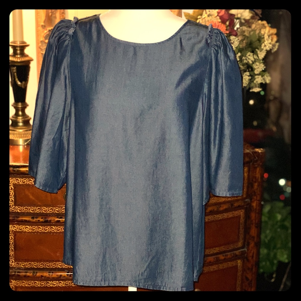 Ann Taylor Denim Blue Top